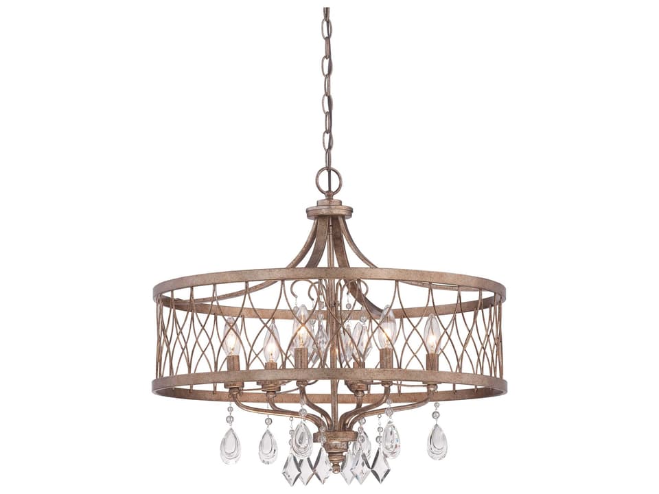 6-Light West Liberty Chandelier in Olympus Gold with Crystal Accents