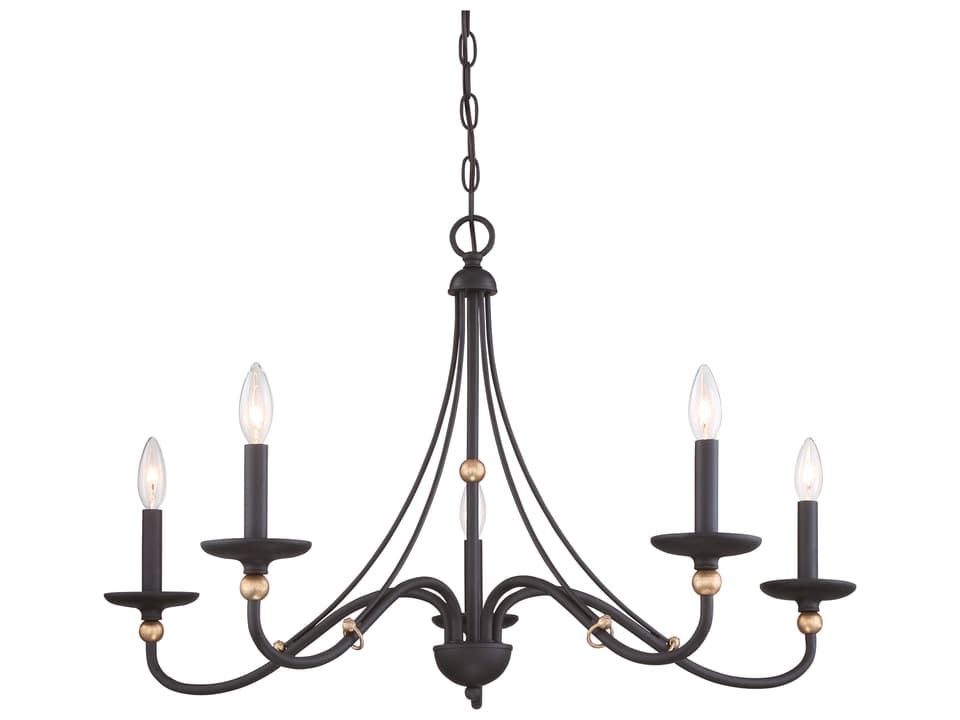 5-Light Westchester County Chandelier in Sand Coal with Skyline Gold Leaf