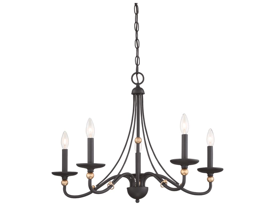 5-Light Westchester County Chandelier in Sand Coal with Skyline Gold Leaf