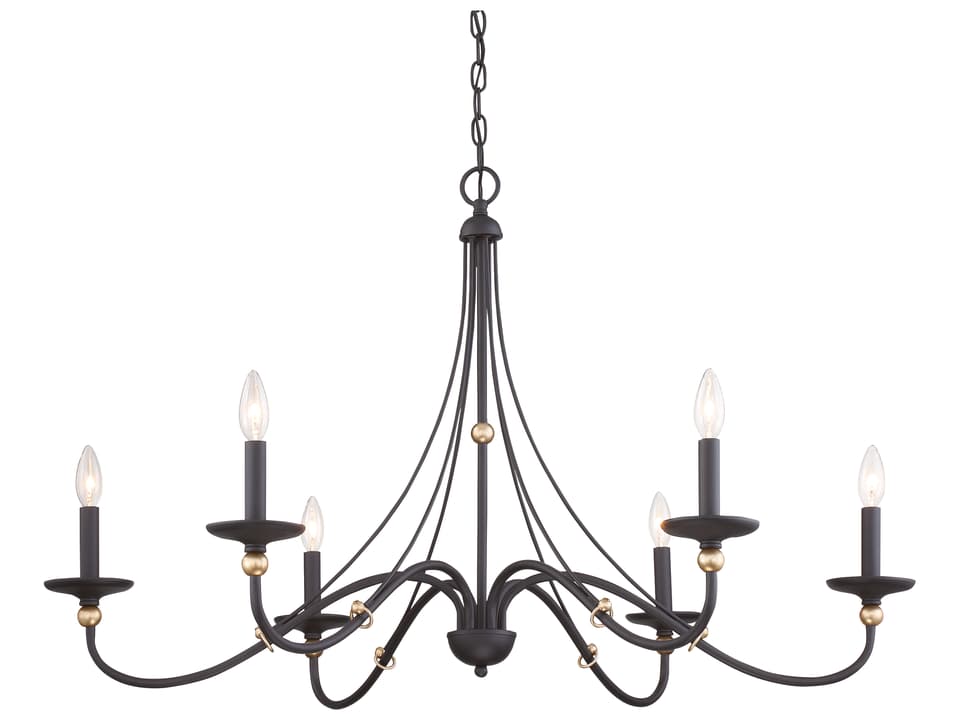 6-Light Westchester County Chandelier in Sand Coal with Skyline Gold Leaf