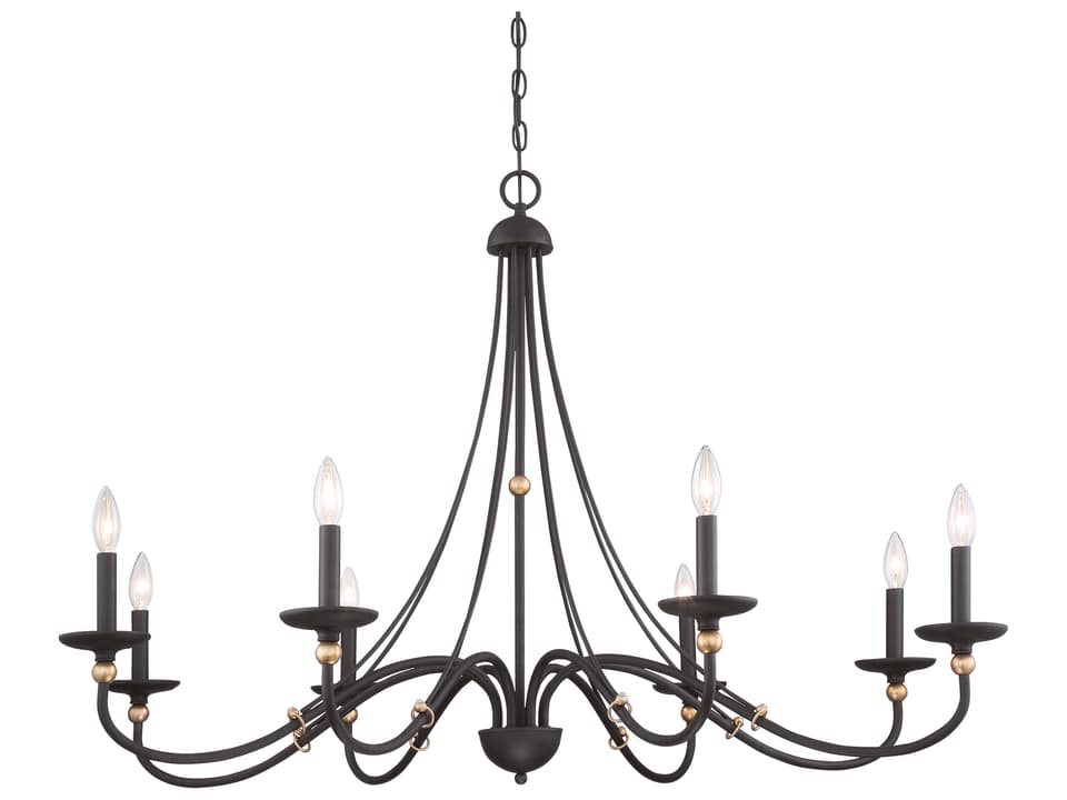 8-Light Westchester County Chandelier in Sand Coal with Skyline Gold Leaf