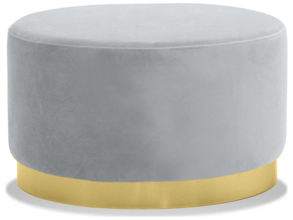 Pillbox Grey Gold Upholstered Ottoman