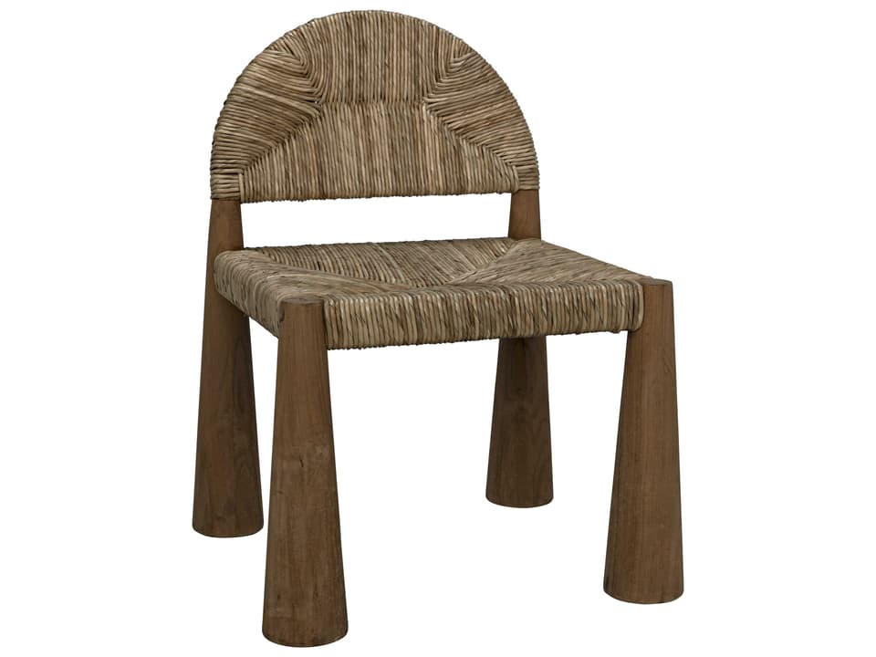 Laredo Teak Dining Side Chair with Woven Seagrass Seat and Back