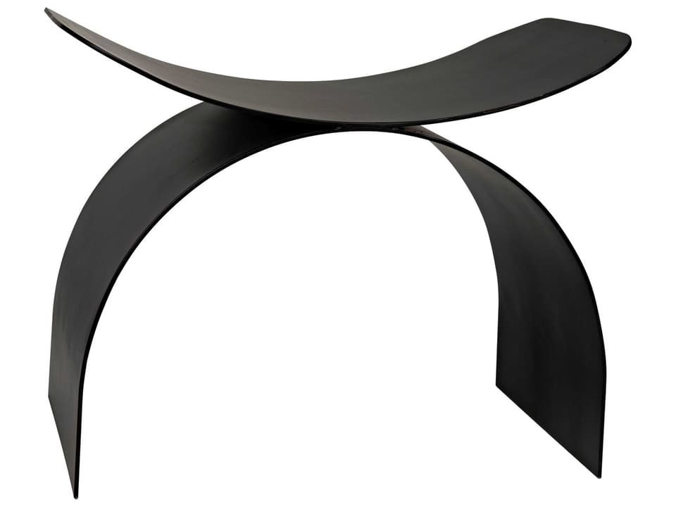 Papillon Industrial Steel Accent Stool in Matte Black Finish