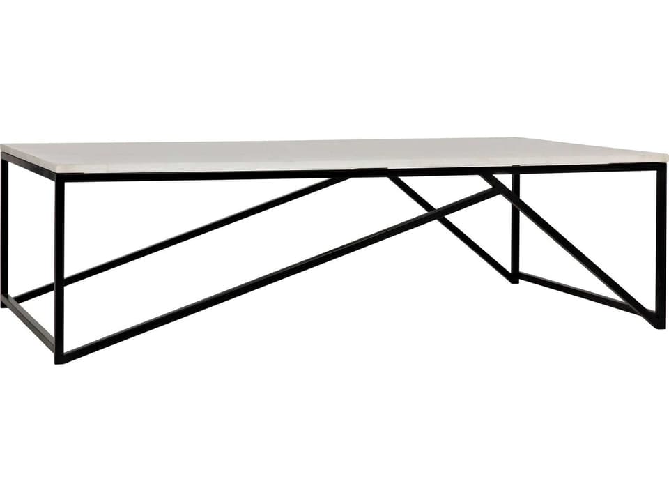 Molimo Rectangle Coffee Table in Matte Black Steel and Bianco Crown Marble