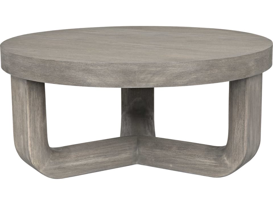 Joel Round Coffee Table in Distressed Grey Mahogany