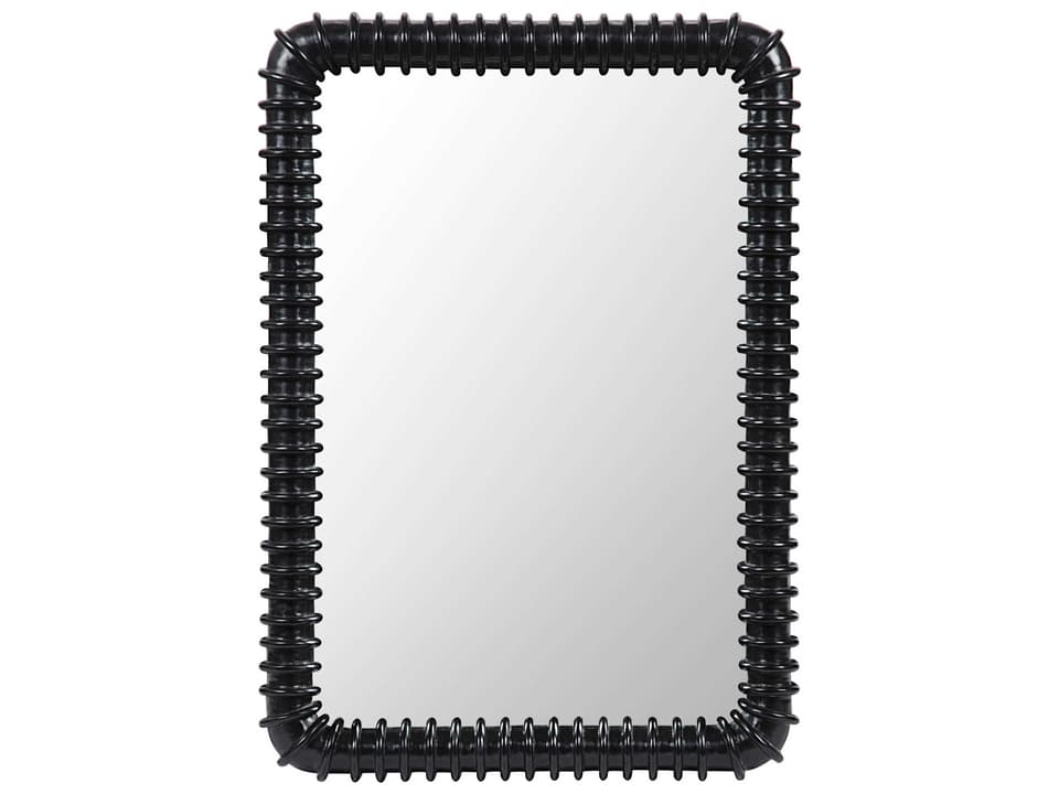 Toshi Rounded Rectangle Wall Mirror in Hand Rubbed Black Mahogany