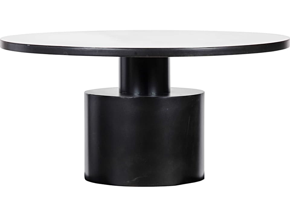 Marlow 59-Inch Round Dining Table in Matte Black Industrial Steel