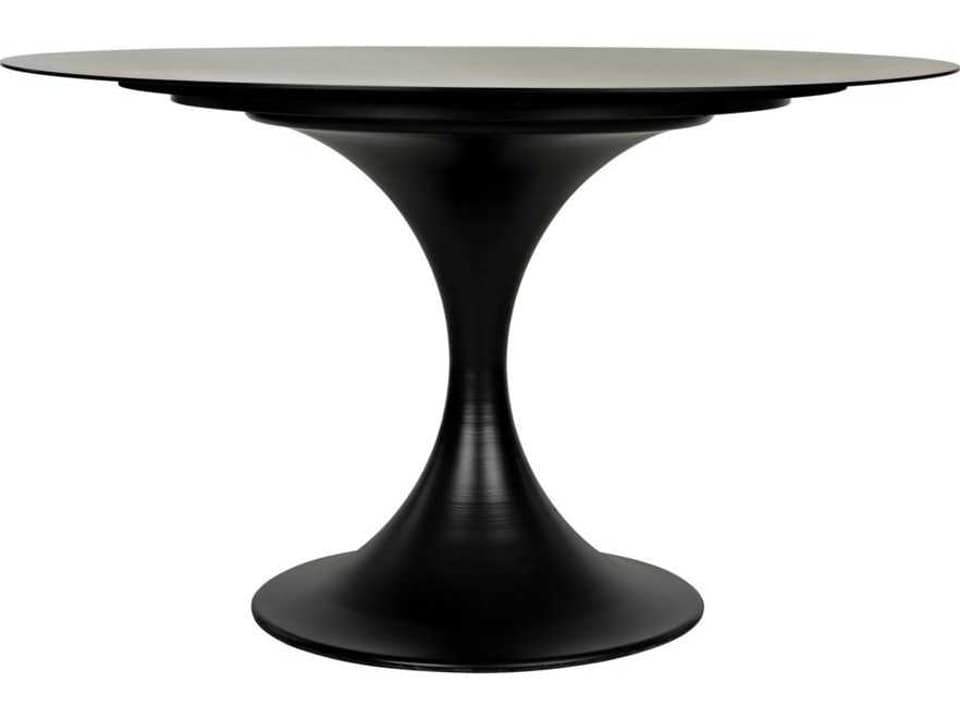 Herno 48-Inch Round Dining Table in Matte Black Industrial Steel