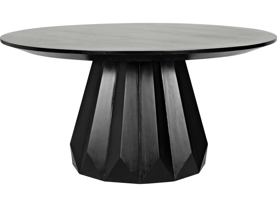 Brosche 60-Inch Round Dining Table Hand Rubbed Black Mahogany
