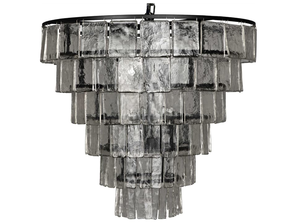 Carnegie 8-Light Chandelier in Matte Black Steel with Glass Paillettes