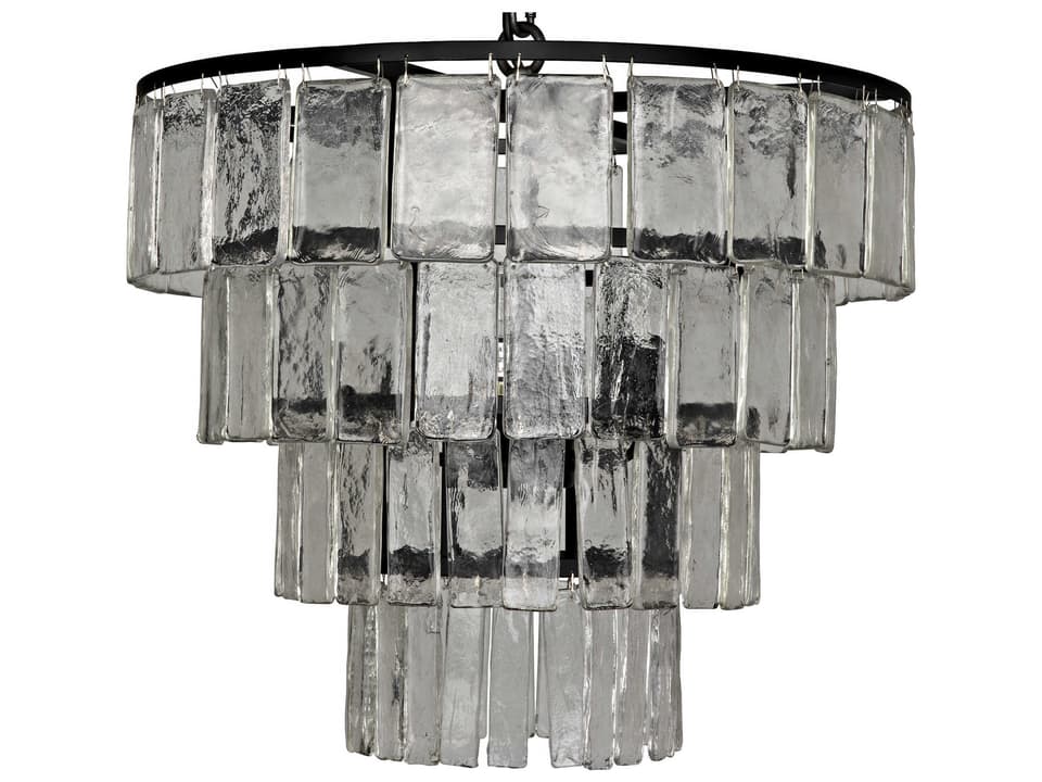 Carnegie 4-Light Chandelier in Black Steel with Handblown Glass