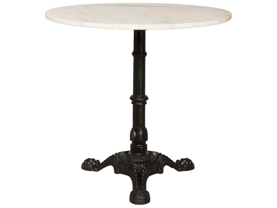 Theresia Round Stone End Table in Matte Black
