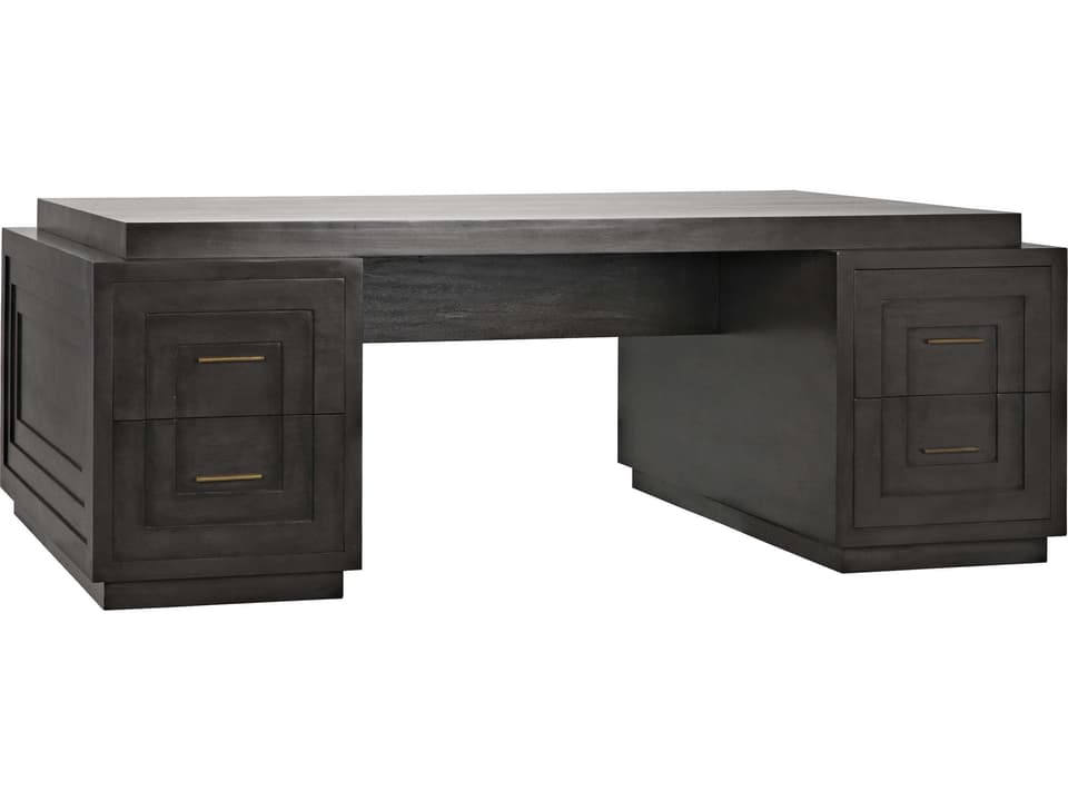 Mentor Desk Pale Mahogany and Veneer with Brass Pulls