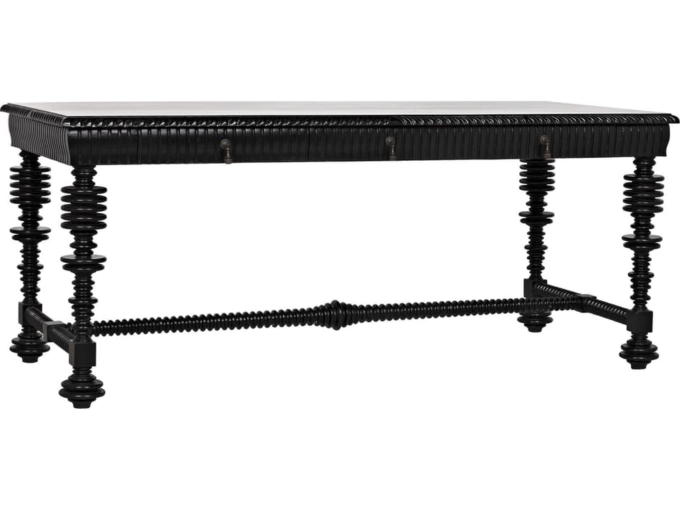 Office Essentials Hand Rubbed Black Mahogany Wood Secretary Desk