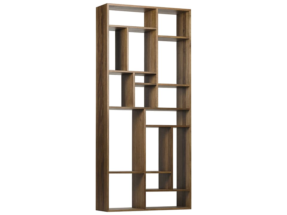Malic Dark Walnut Wood Bookcase and Shelving Unit