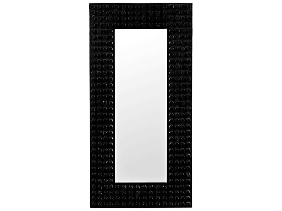 Faustus Charcoal Black Rectangular Wall Mirror Sungkai Wood