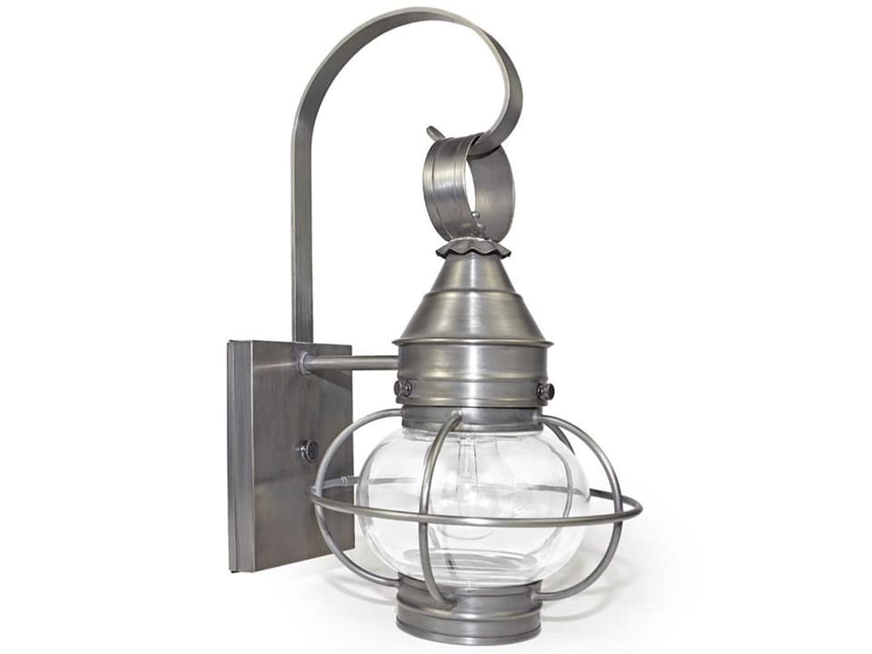Onion 1-Light Outdoor Wall Lantern in Dark Brass with Clear Glass