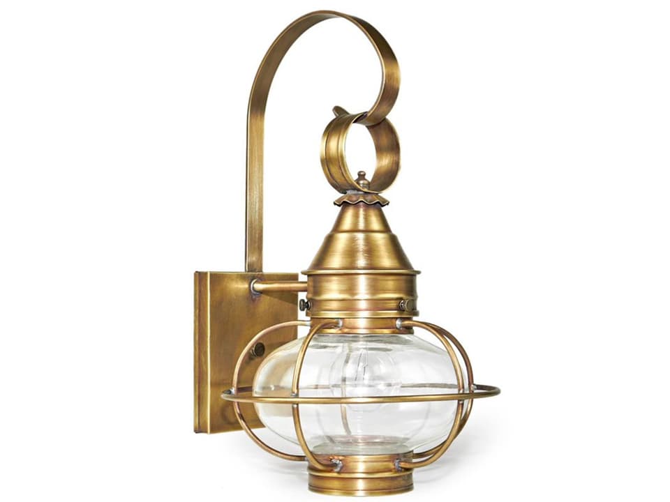 Onion Outdoor Wall Sconce in Antique Brass with Clear Glass