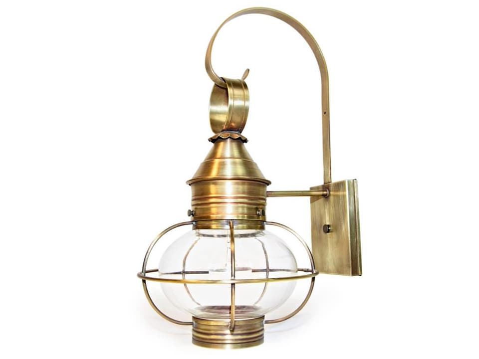 Caged Onion Single-Light Outdoor Wall Sconce in Antique Brass