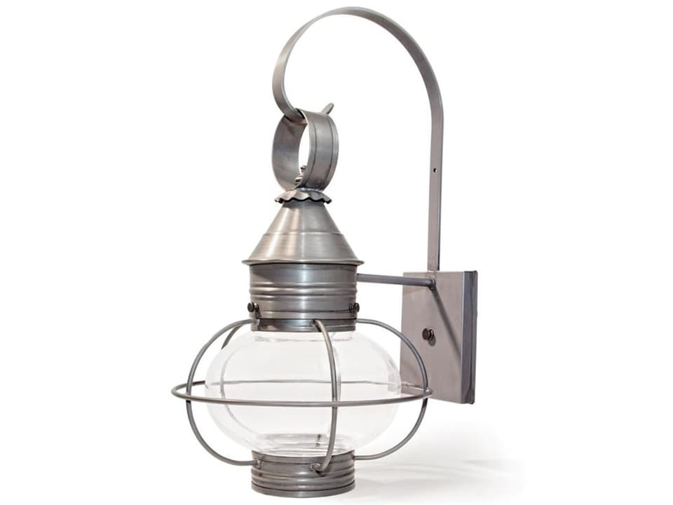 Onion 1-Light Outdoor Wall Lantern in Dark Brass with Clear Glass