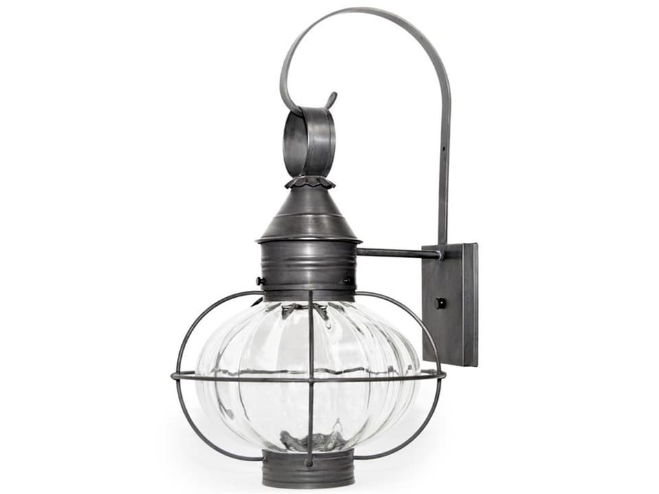 Onion 1-Light Outdoor Wall Sconce in Dark Brass with Optic Glass