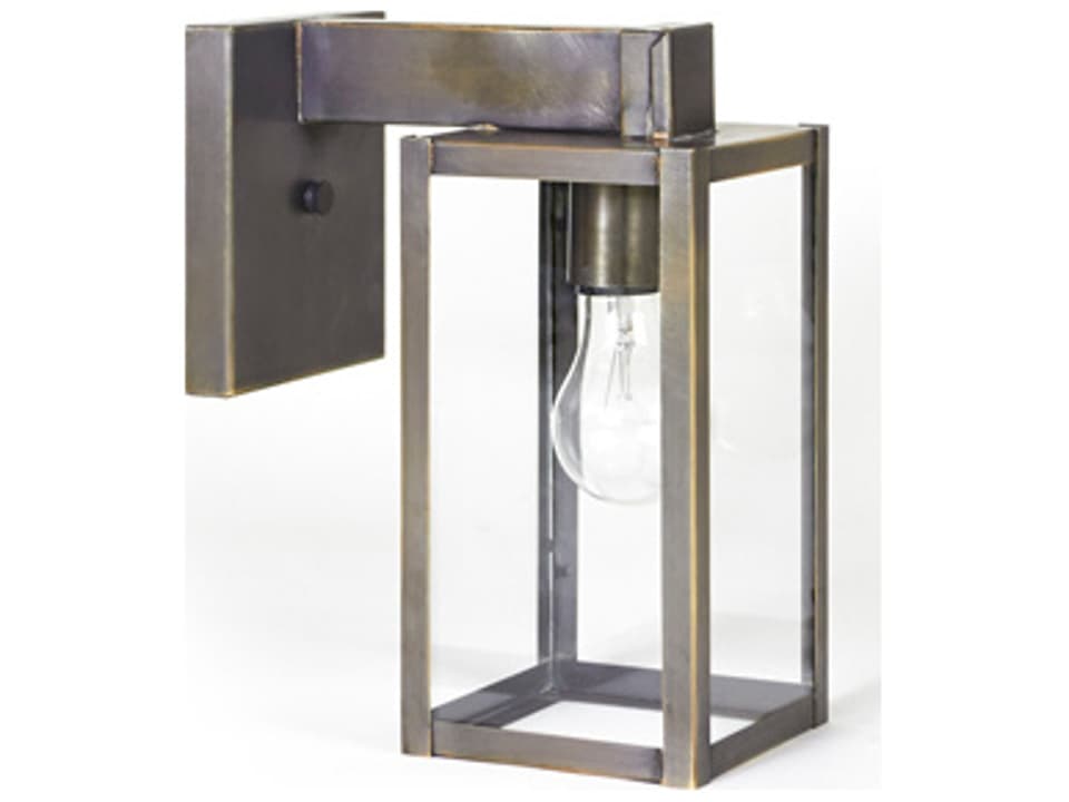 Uptown 1-Light Outdoor Wall Sconce in Dark Brass with Clear Seedy Glass