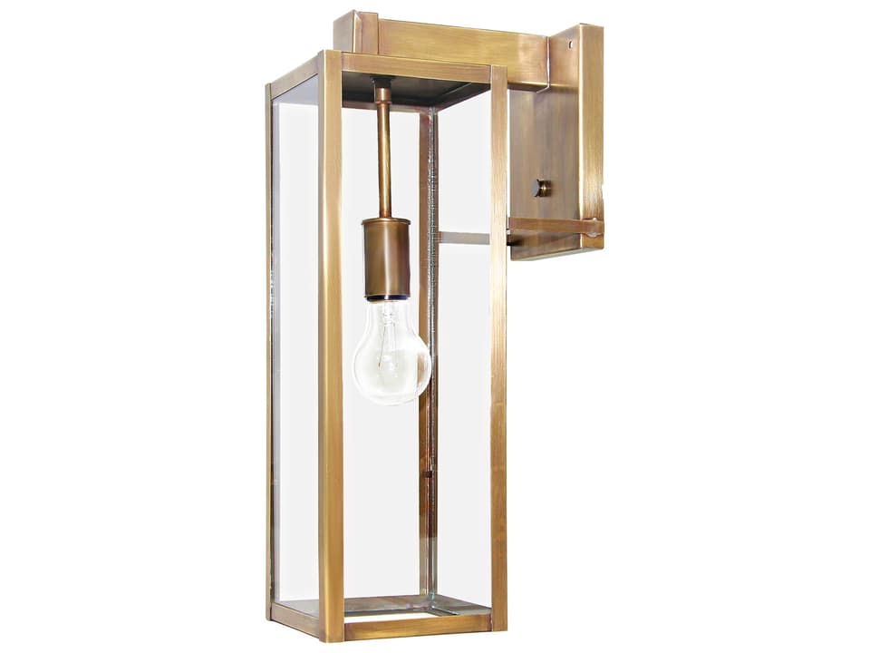 Uptown 1-Light Outdoor Wall Sconce in Antique Brass with Clear Glass