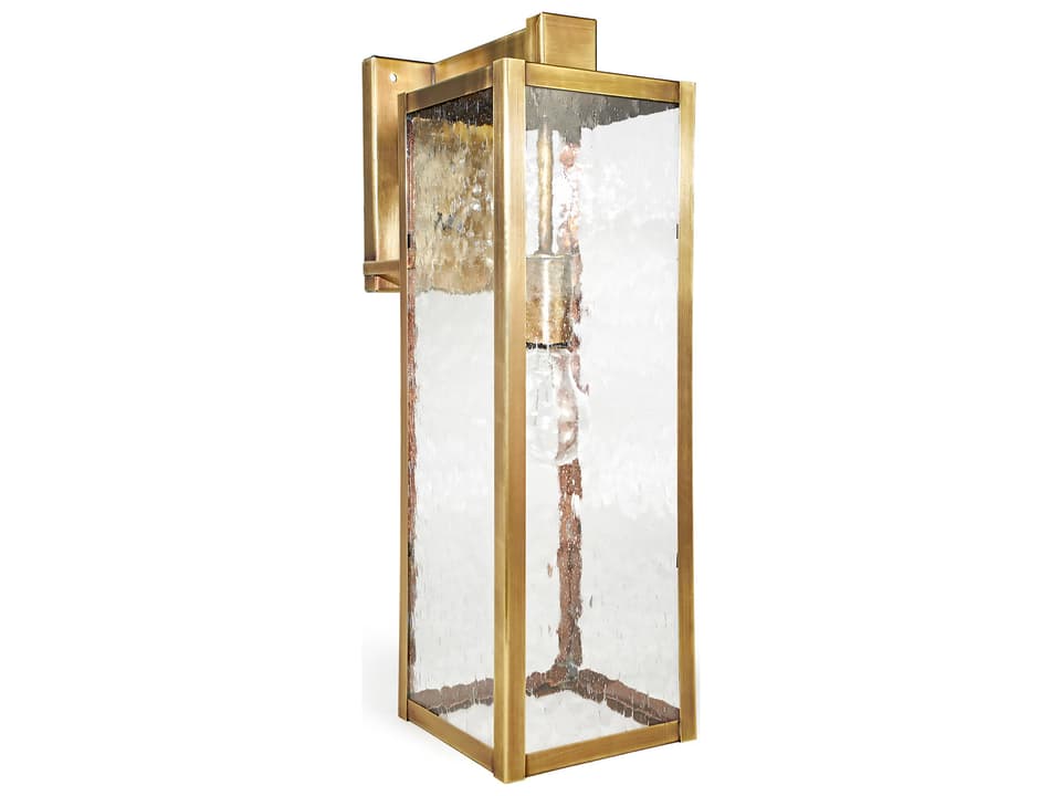 Uptown Single-Light Outdoor Wall Sconce in Antique Brass with Clear Seedy Glass