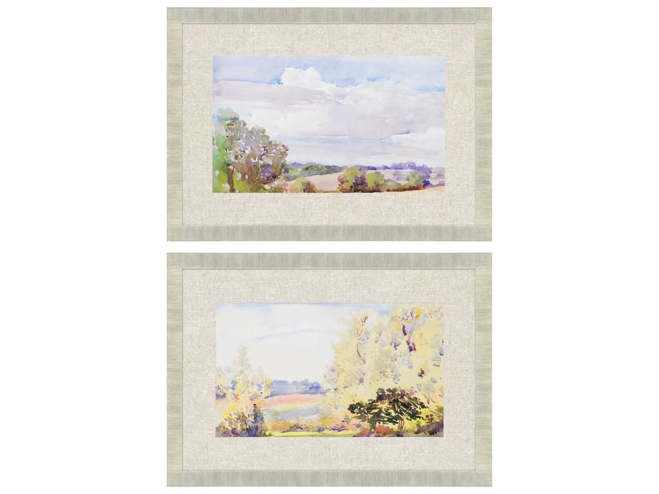 Placid Repose S 2 Framed Wall Art Set with Champagne Gold Moulding