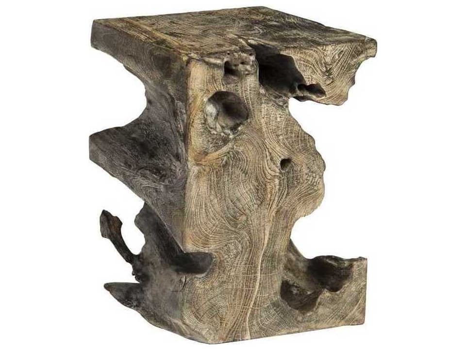 Black Wash Solid Wood Accent Stool