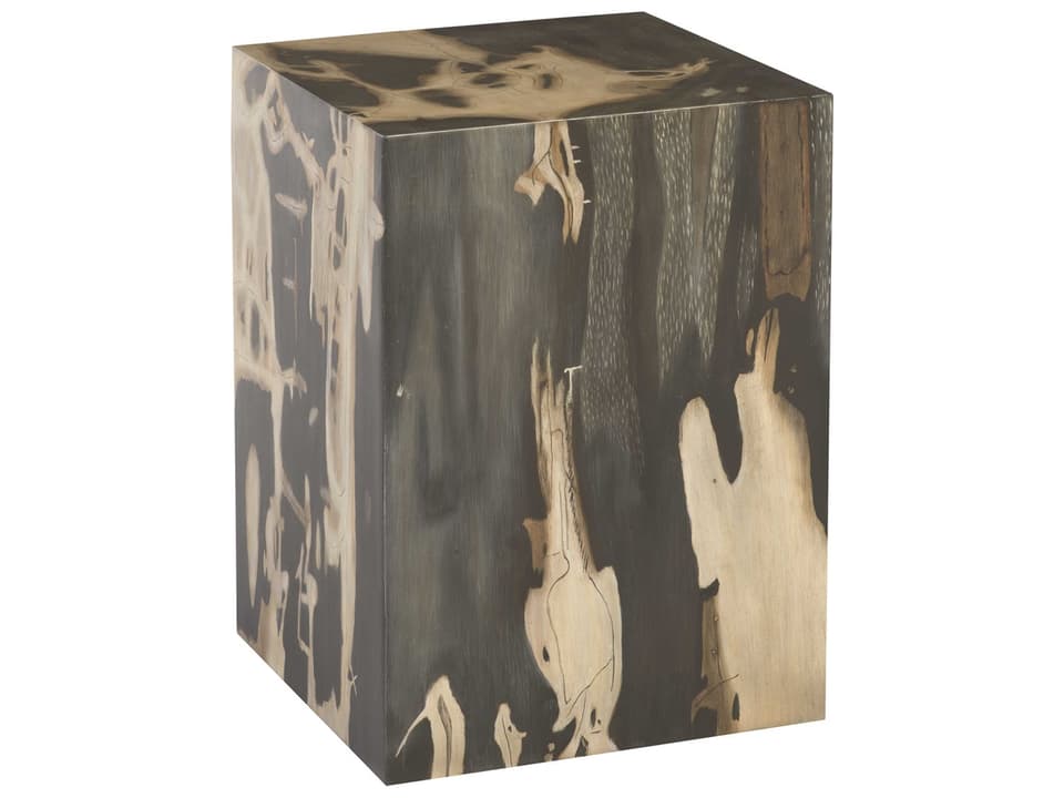 Cast Petrified Wood Accent Stool in Brown Grey Gray