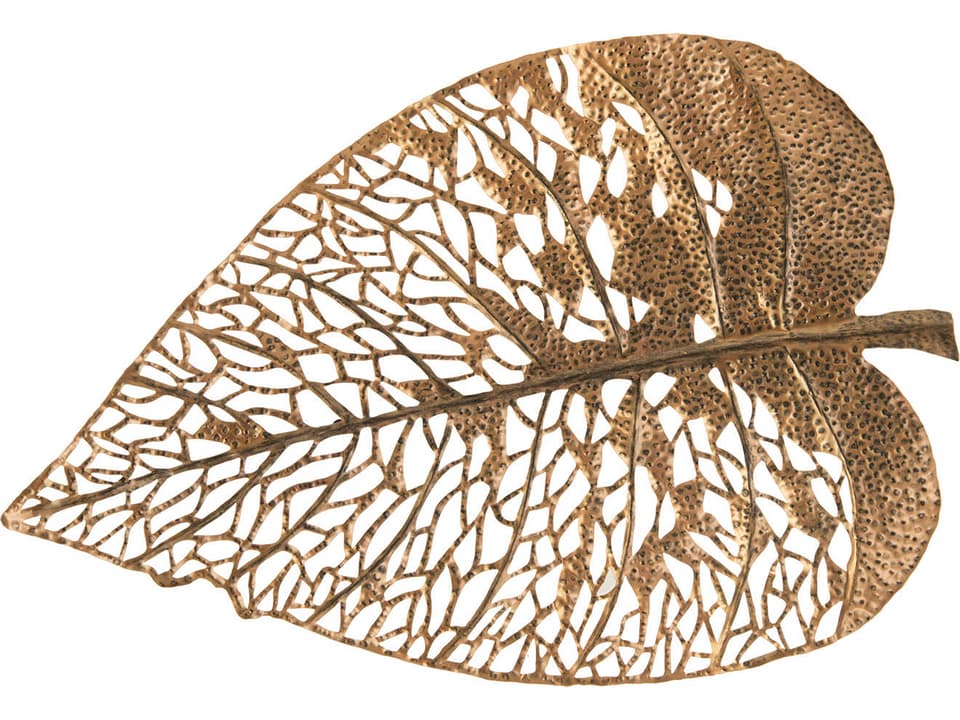 Large Birch Leaf Metal Wall Art in Copper Finish