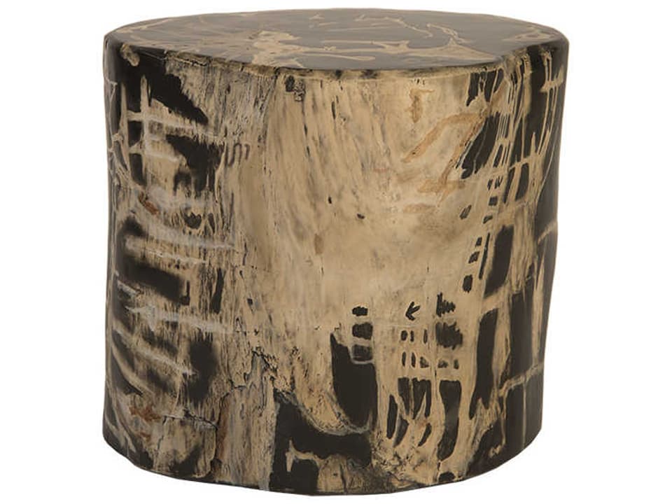 Cast Naturals Natural Brown Resin Accent Stool in Hand-Finished Woodgrain