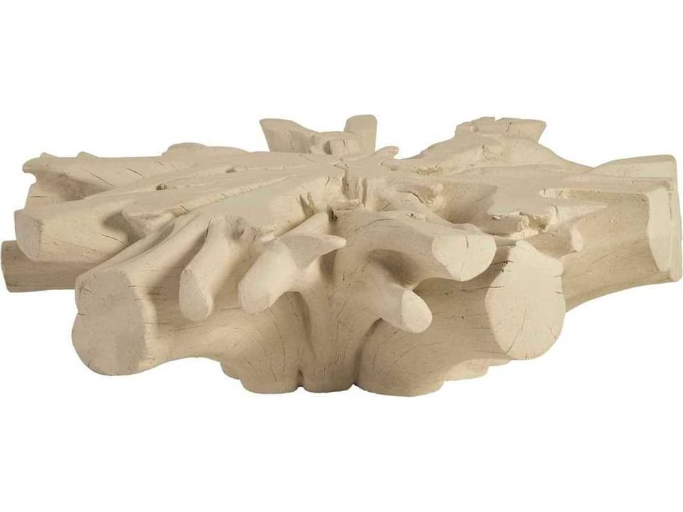Cast Sonokeling Round Coffee Table in Roman Stone Resin and Crushed Stone