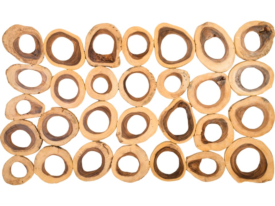 Chuleta Rings Rectangular Wall Art in Natural Chamcha Wood