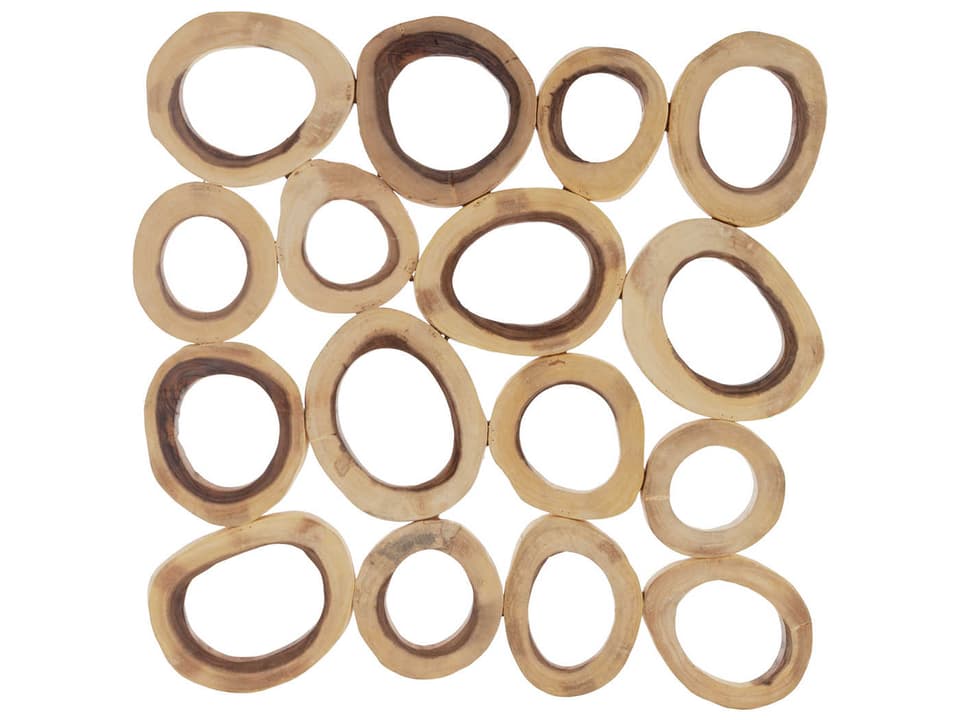 Chuleta Rings Large Square Chamcha Wood Wall Art in Natural
