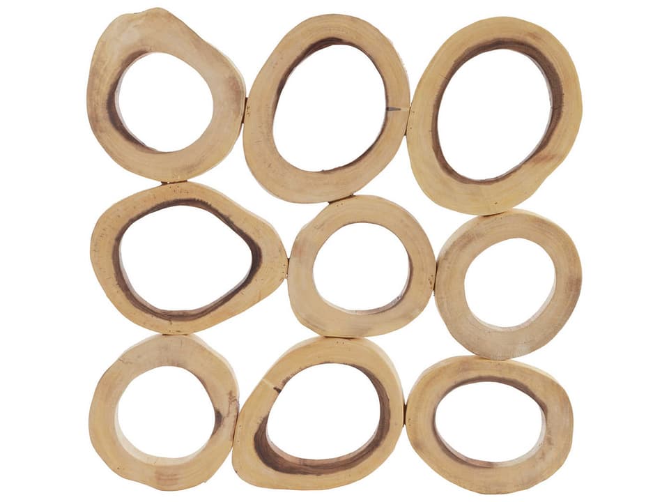 Chuleta Rings Small Square Wall Art Natural Chamcha Wood