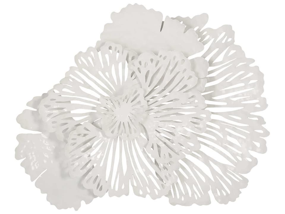 Flower Wall Art Small White Metal