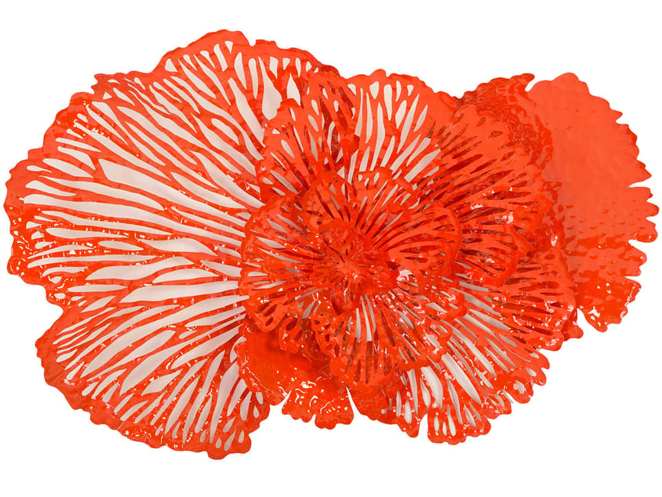 Flower Metal Wall Art Medium Coral Powder Coat