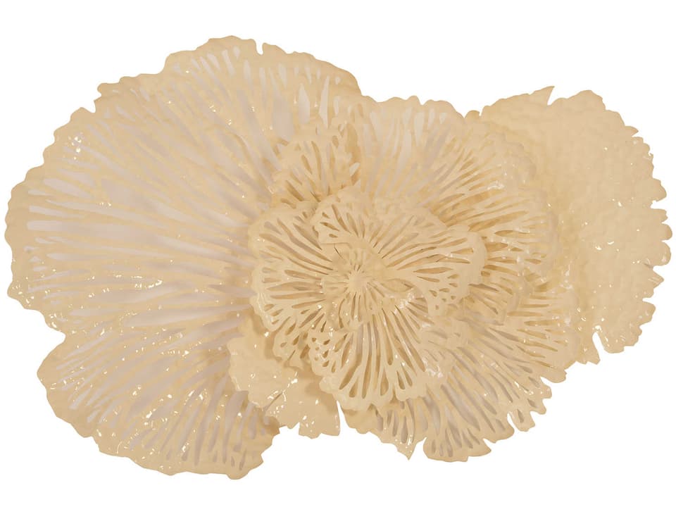 Flower Metal Wall Art Medium Ivory Modern Organic