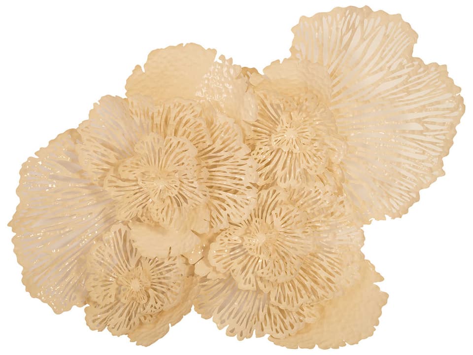 Large Ivory Flower Metal Wall Art with Organic Design