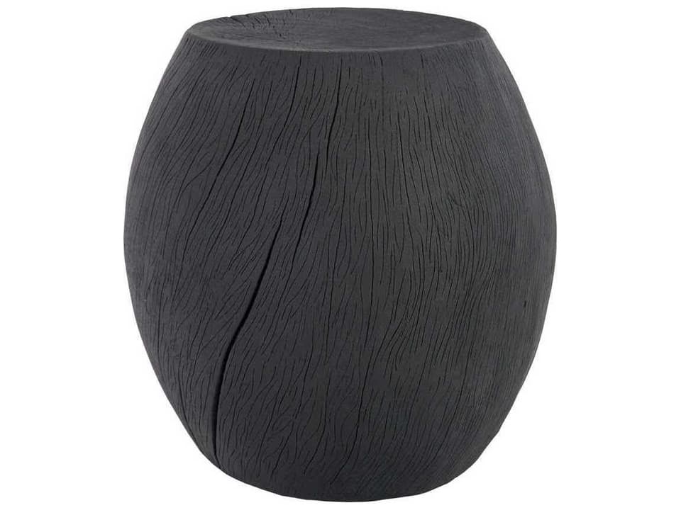 Cast Naturals Log Charred Resin Accent Stool in Charred Gray