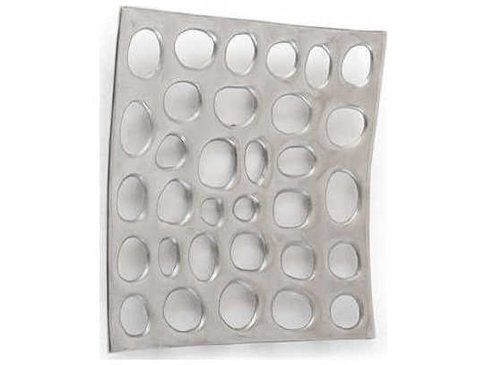 Polka Dot 14-Inch Silver Metal Wall Art
