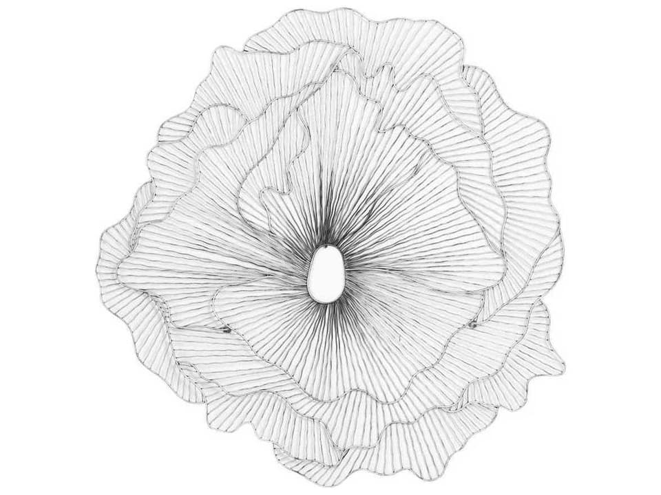Poppy Flower Large Metal Wall Art in Antique Silver