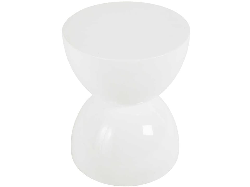 Totem Small Outdoor Accent Stool in White Gel Coat Resin