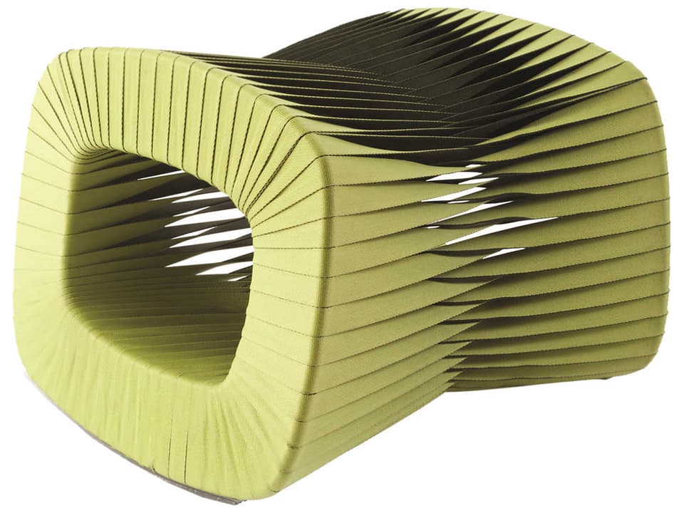 Seat Belt Chartreuse Green Ottoman in Woven Cotton Straps