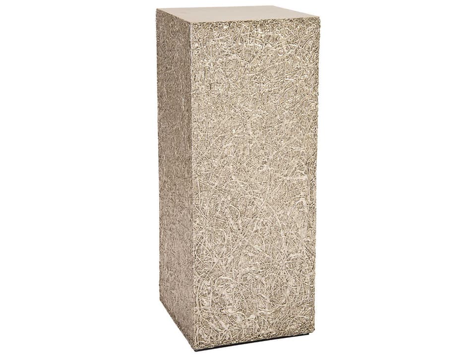 String Theory Silver Leaf Pedestal End Table in Textured Composite
