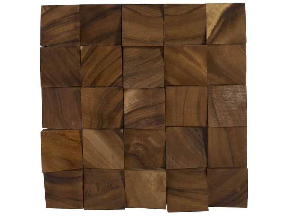 Blocks Chamcha Wood Wall Tile in Natural