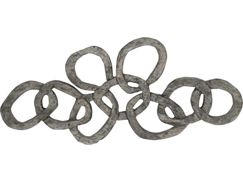 Chain Wall Art Gray Stone Finish Chamcha Wood Sculpture